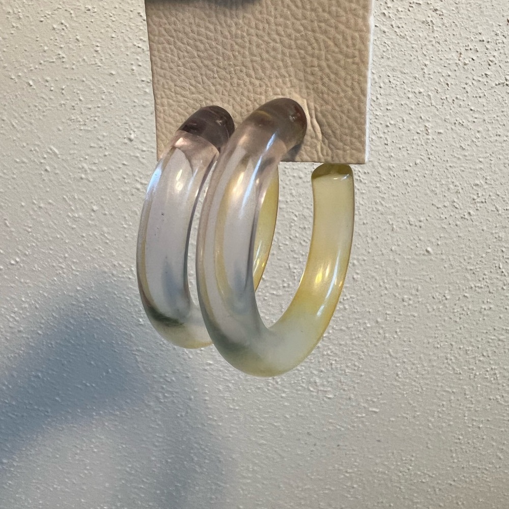 Free People Acrylic Yellow Ombre Half Hoop Earrings